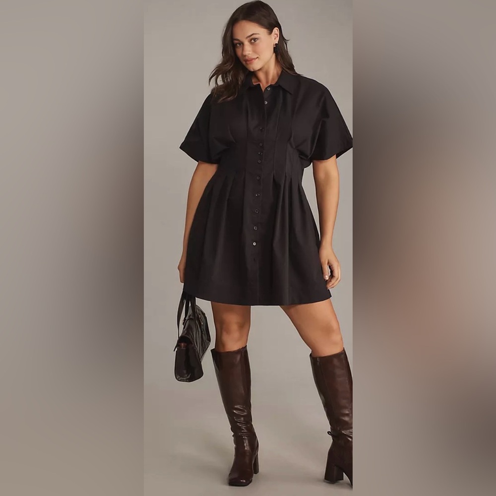 Plus Size, Tonie Mini Shirt Dress by Exquise